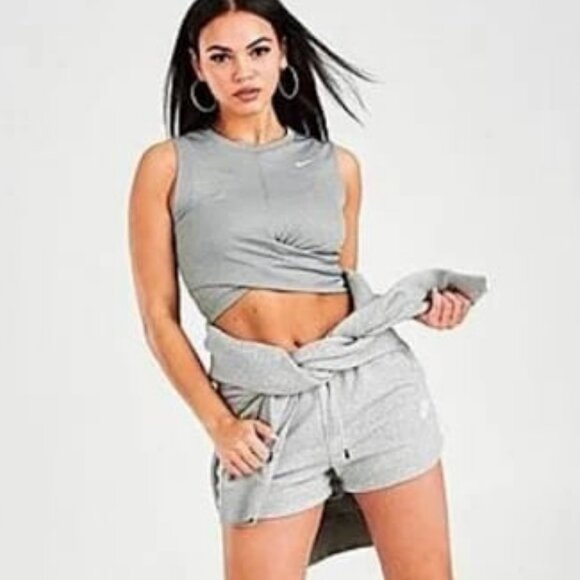 New NIKE Dri-Fit Twist Crop Training Tank Smoke Grey S - Picture 2 of 6